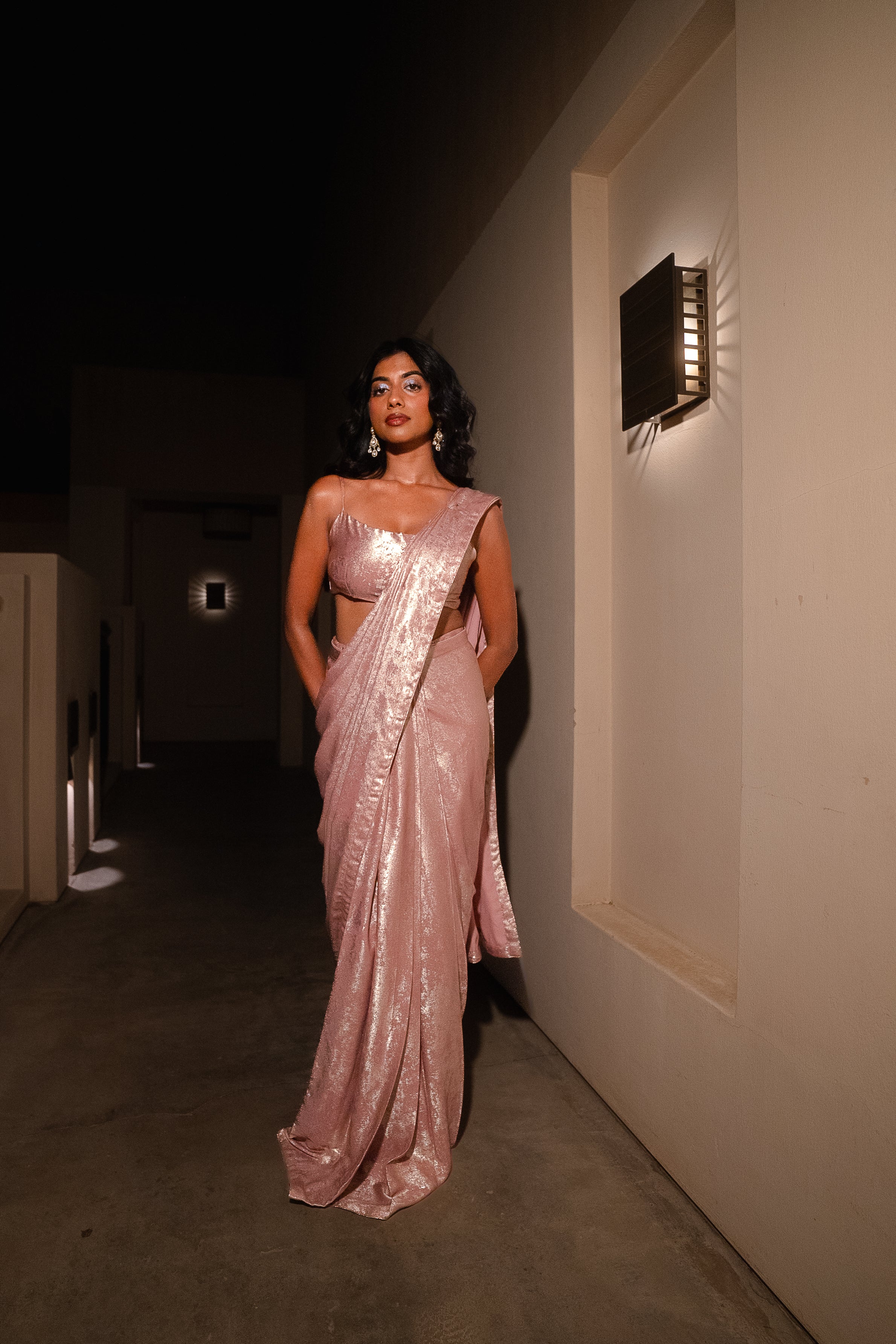 Pink Stardust Saree